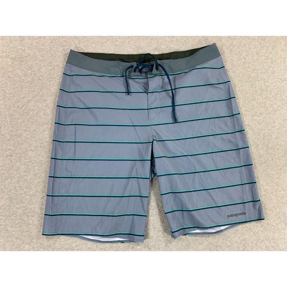 Patagonia Minimalist Striped Surf Swim SUP Board Shorts (Men's 36) Gray